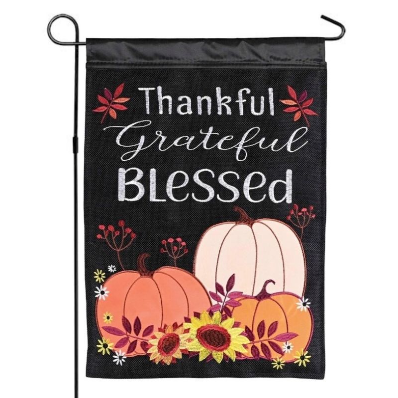 Thankful Grateful Blessed Garden Flag